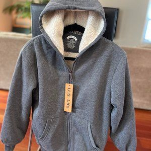 Boys Charcoal Hoodie- L(14-16)- Brand New